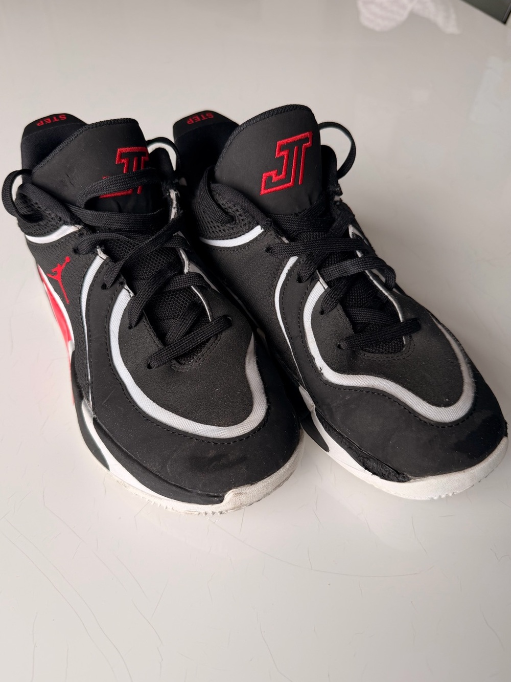 Jordan Tatum 4 Bloodline GS Basketball Shoes Black Red White Size 4Y
